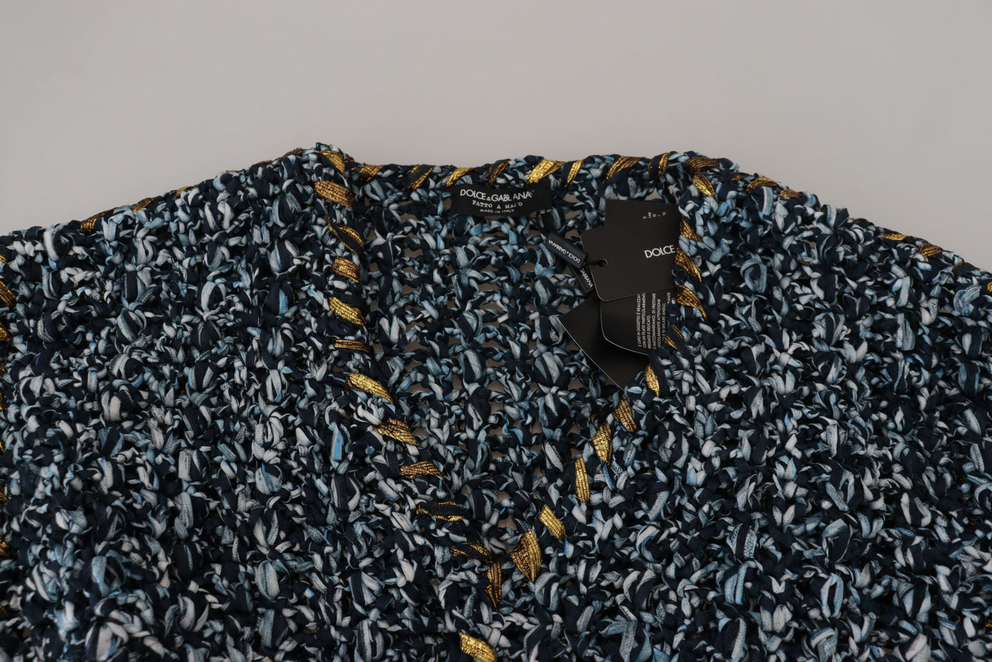 Dolce &amp; Gabbana Blauer Cardigan mit Knöpfen, handgefertigter Pullover
