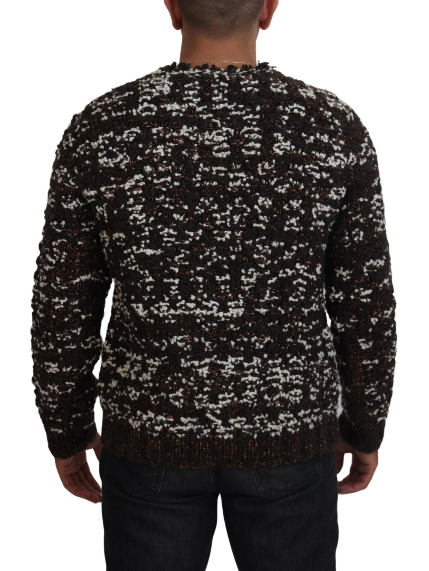 Dolce &amp; Gabbana Brauner handgefertigter Strickpullover aus Wolle
