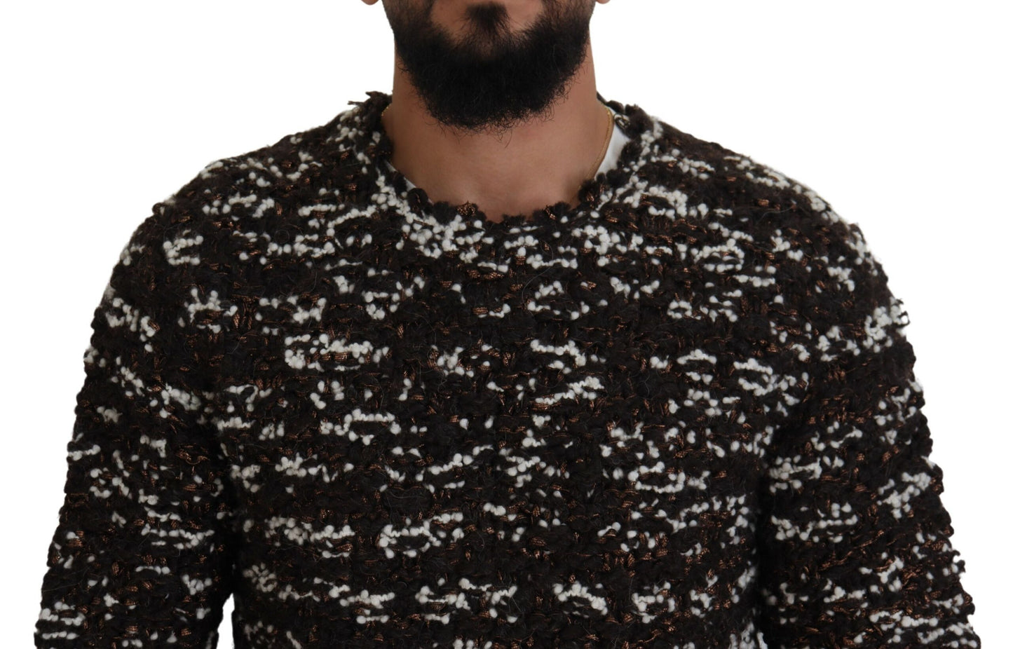 Dolce &amp; Gabbana Brauner handgefertigter Strickpullover aus Wolle