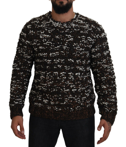 Dolce &amp; Gabbana Brauner handgefertigter Strickpullover aus Wolle