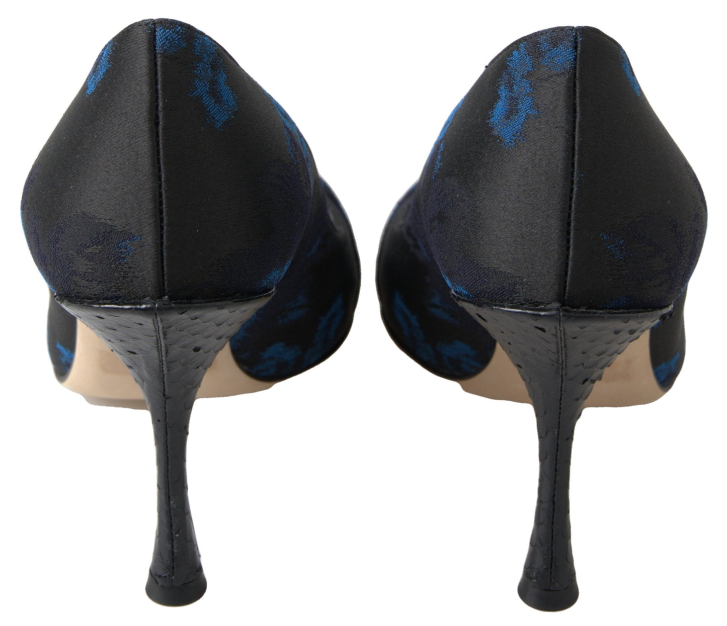 Dolce &amp; Gabbana Blaue Pumps mit Blumenmuster und Kristallen