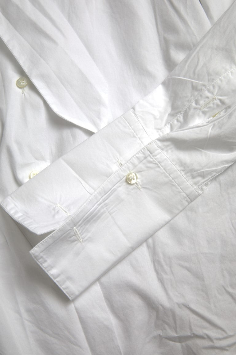 Dolce &amp; Gabbana – Weißes, langärmliges Oberteil aus Baumwolle mit Ascot-Kragen