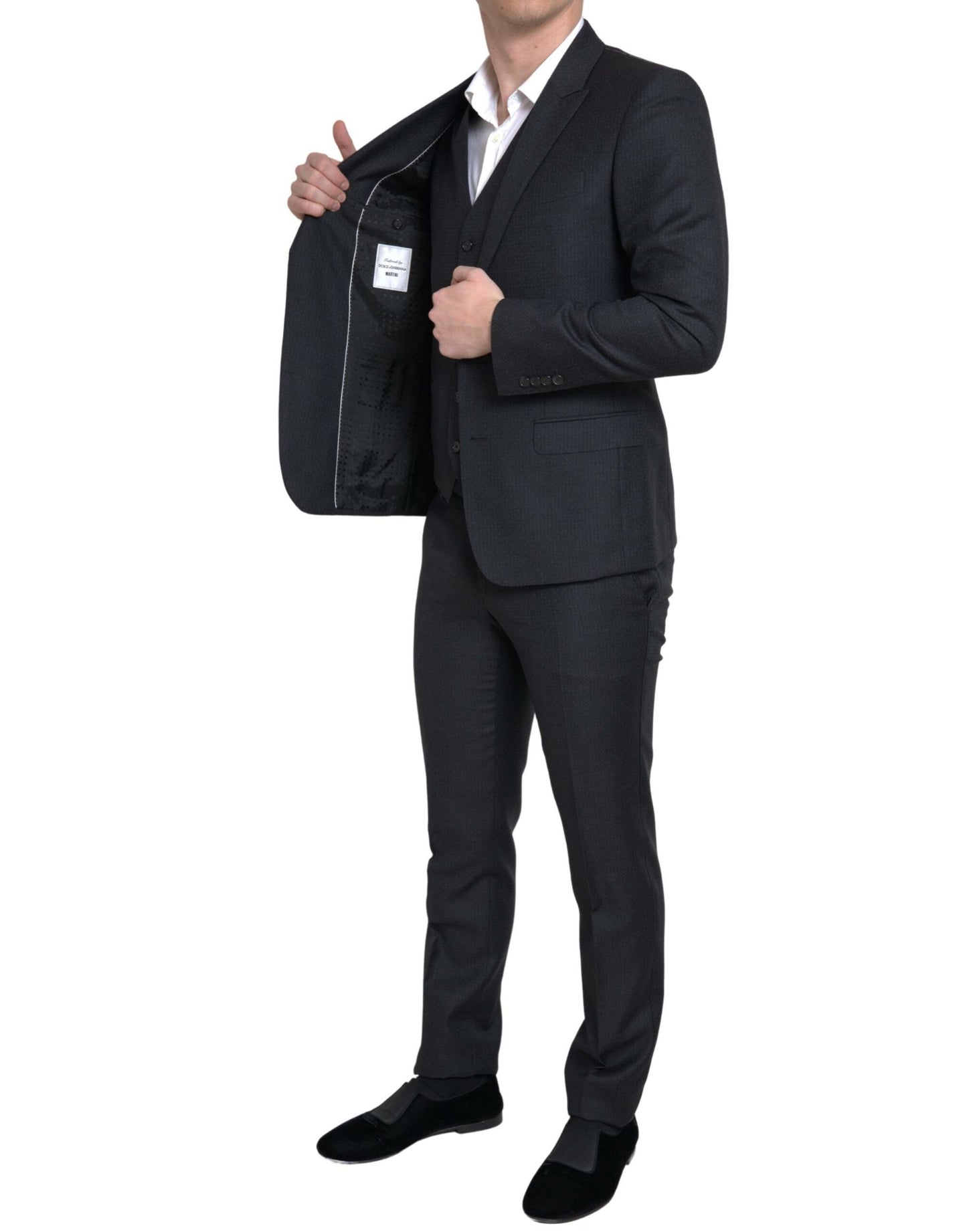 Dolce &amp; Gabbana – Schwarzer dreiteiliger einreihiger MARTINI-Anzug