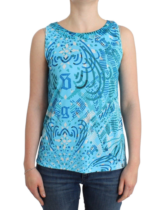 John Galliano Blaues bedrucktes Tanktop