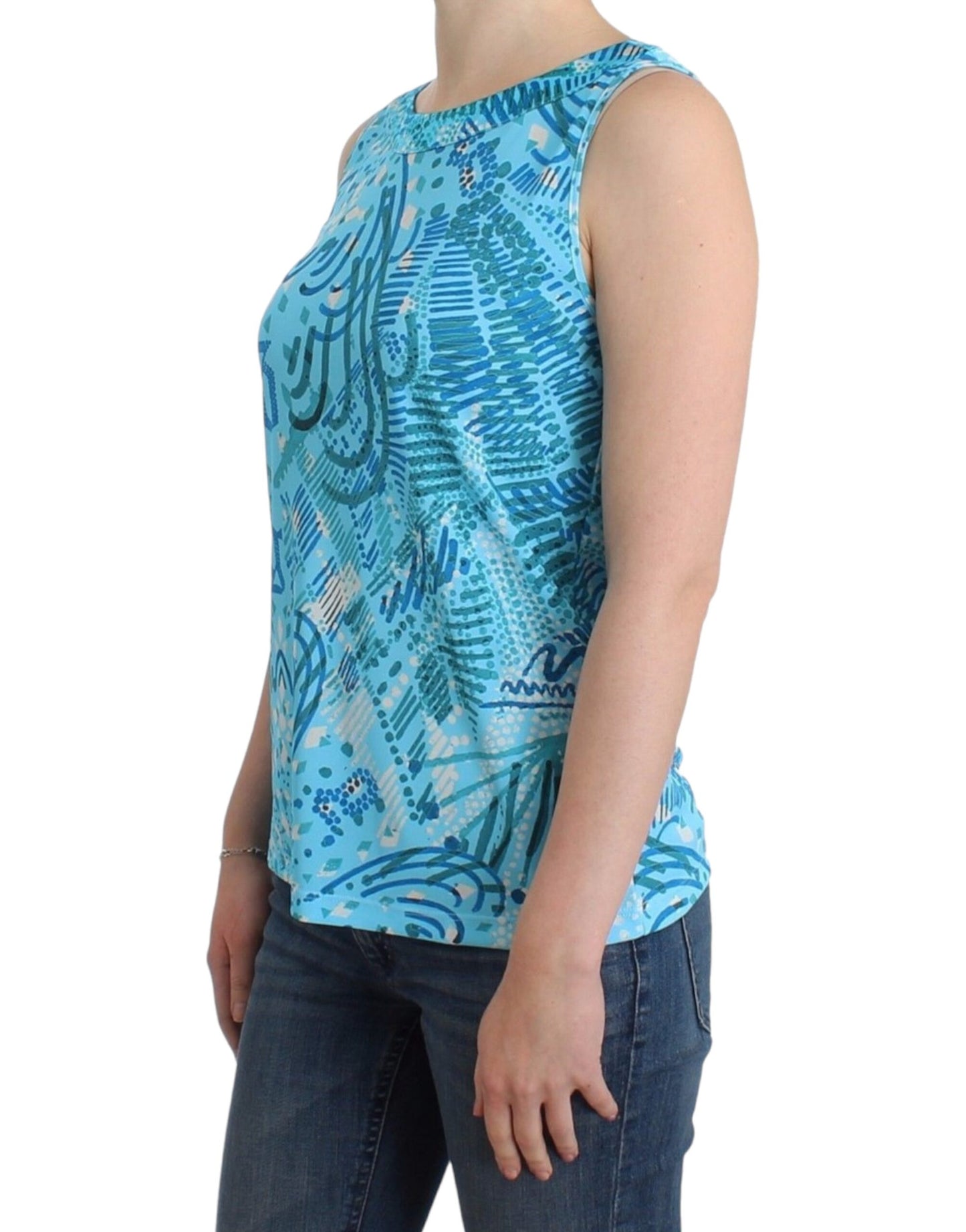 John Galliano Blaues bedrucktes Tanktop