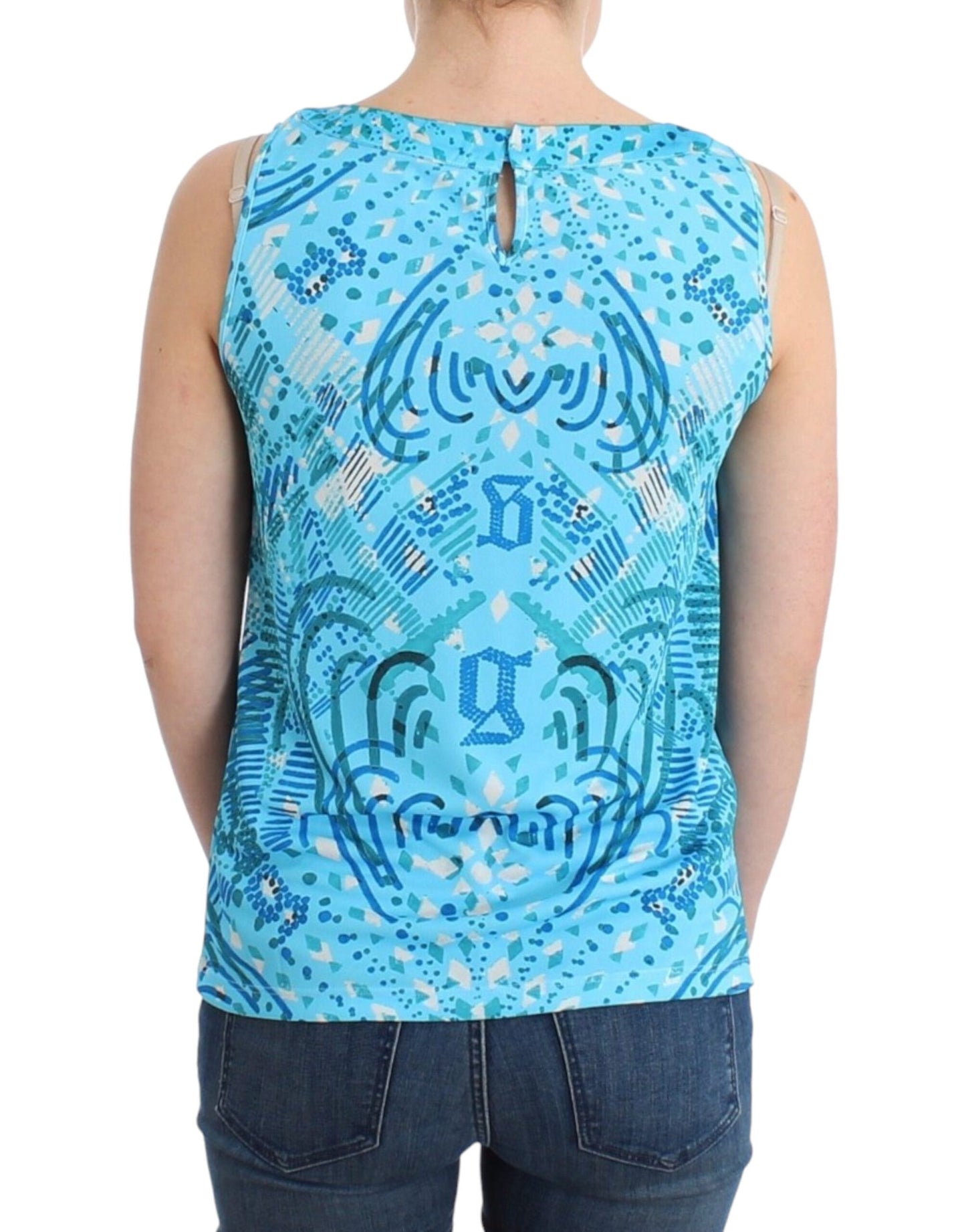 John Galliano Blaues bedrucktes Tanktop