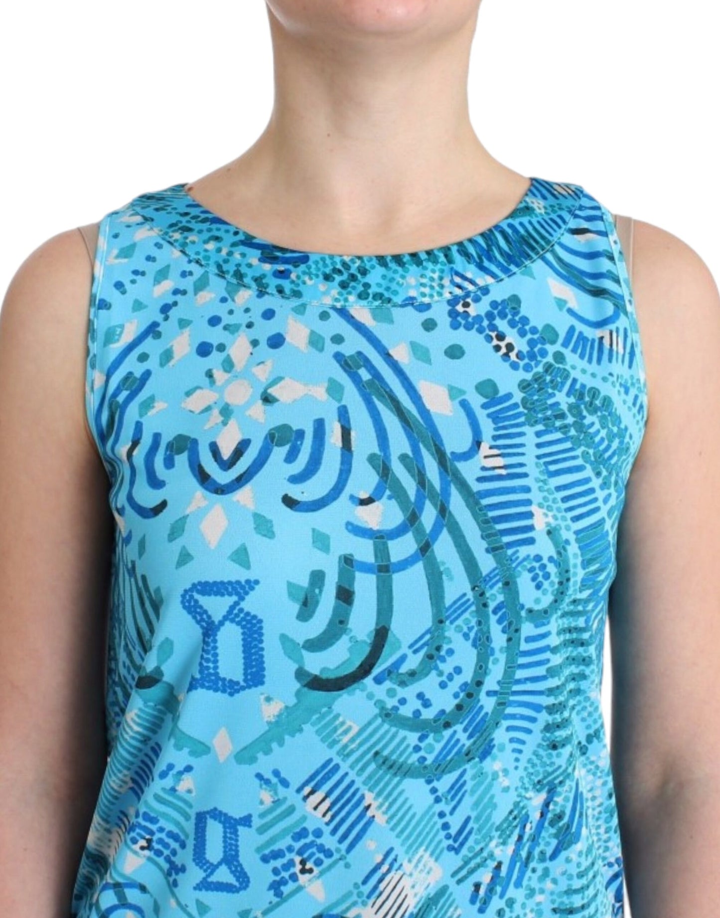 John Galliano Blaues bedrucktes Tanktop