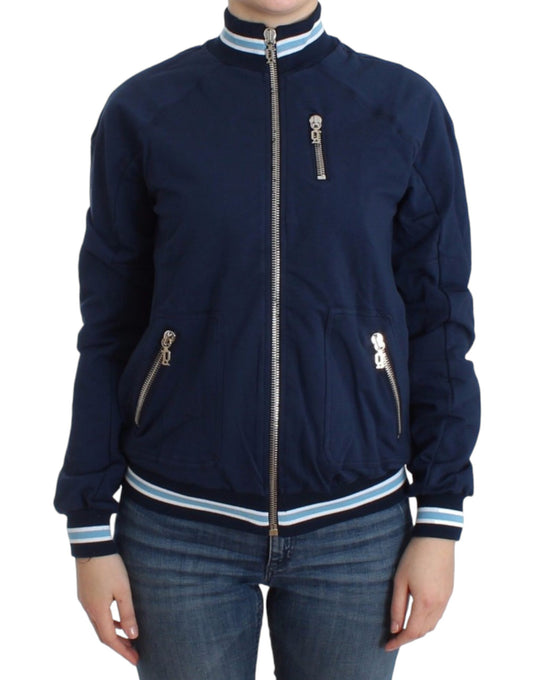 John Galliano Blaue Baumwoll-Strickjacke mit Reißverschluss