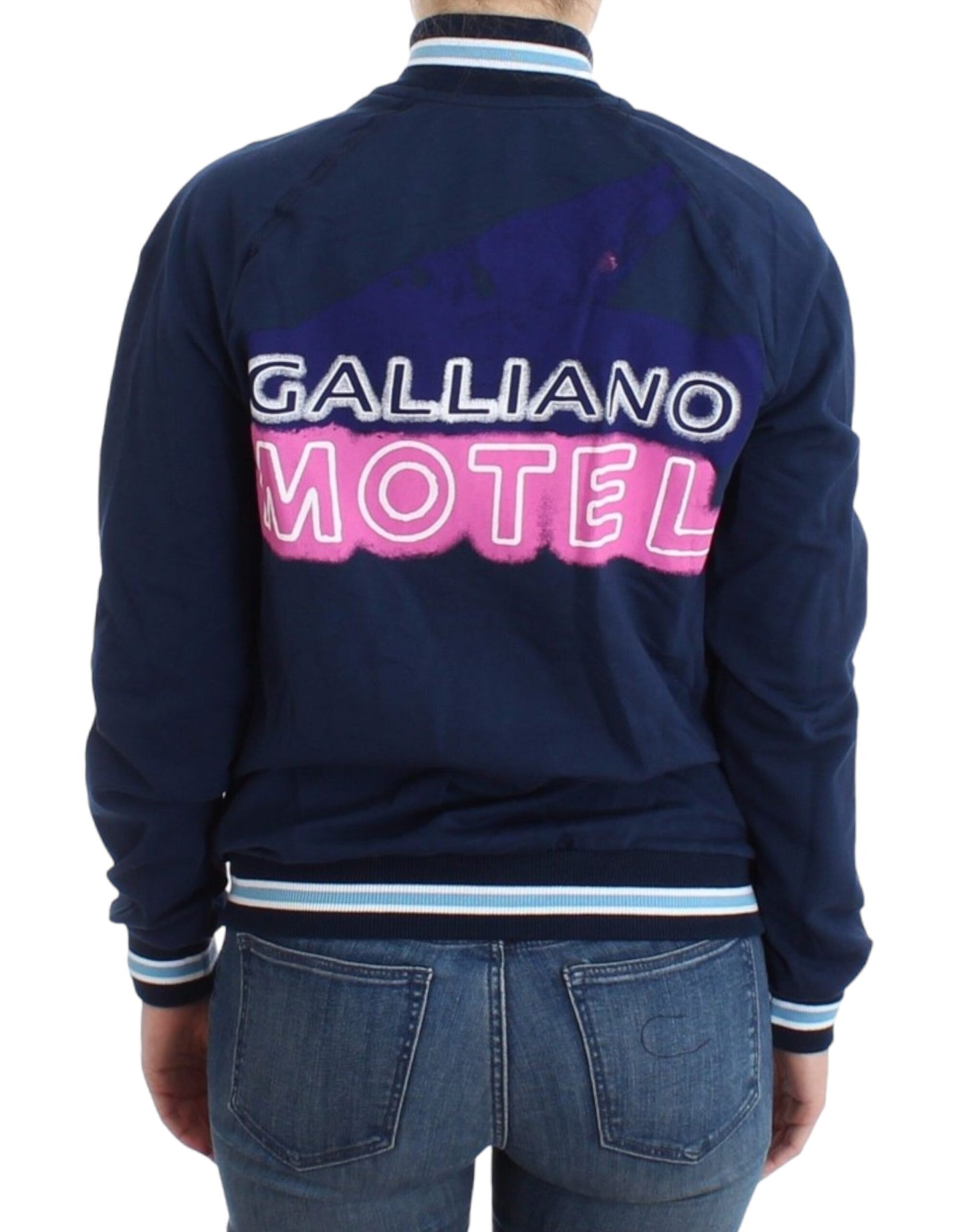 John Galliano Blaue Baumwoll-Strickjacke mit Reißverschluss