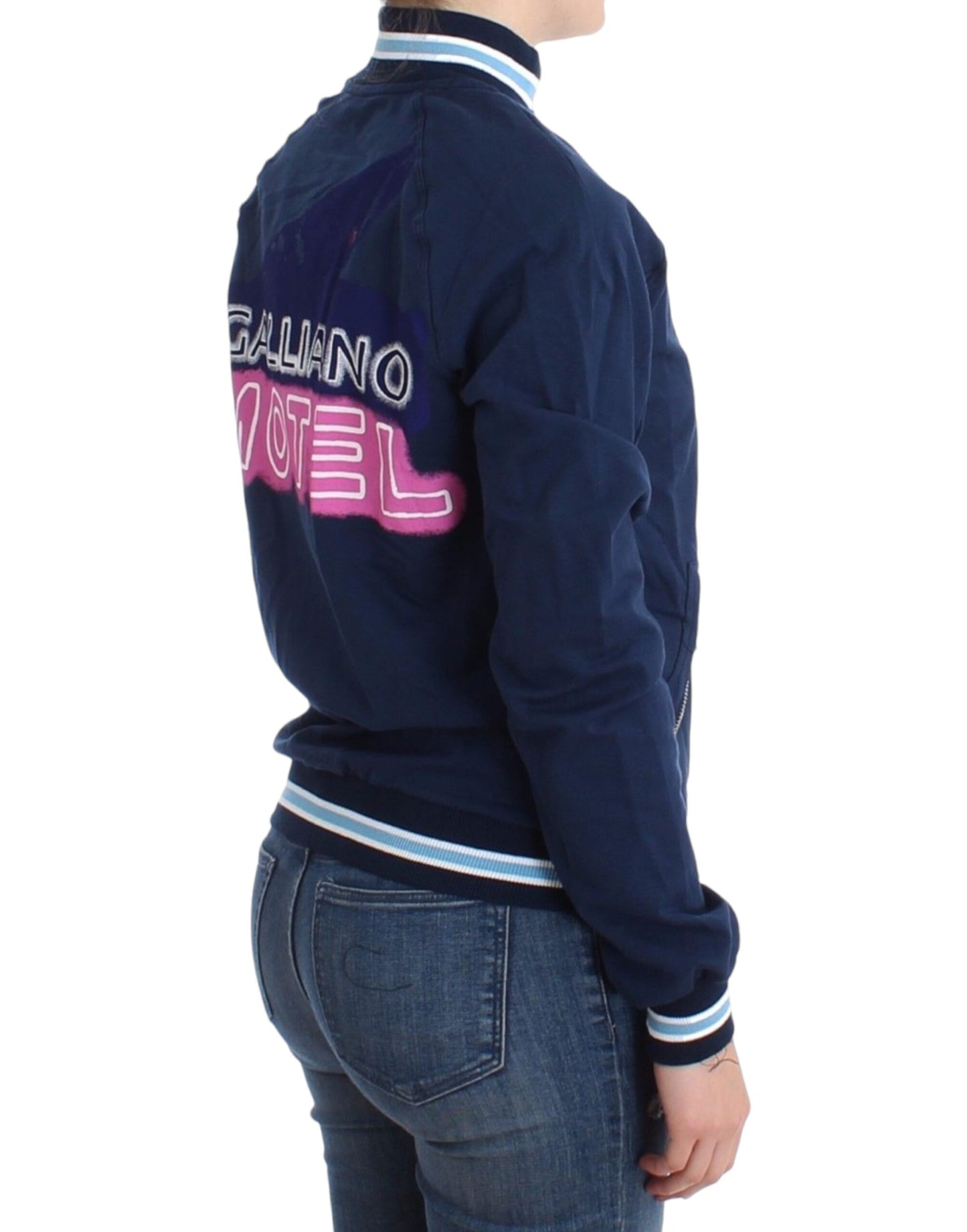 John Galliano Blaue Baumwoll-Strickjacke mit Reißverschluss