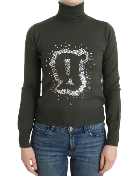 John Galliano Grüner Rollkragenpullover aus Wolle