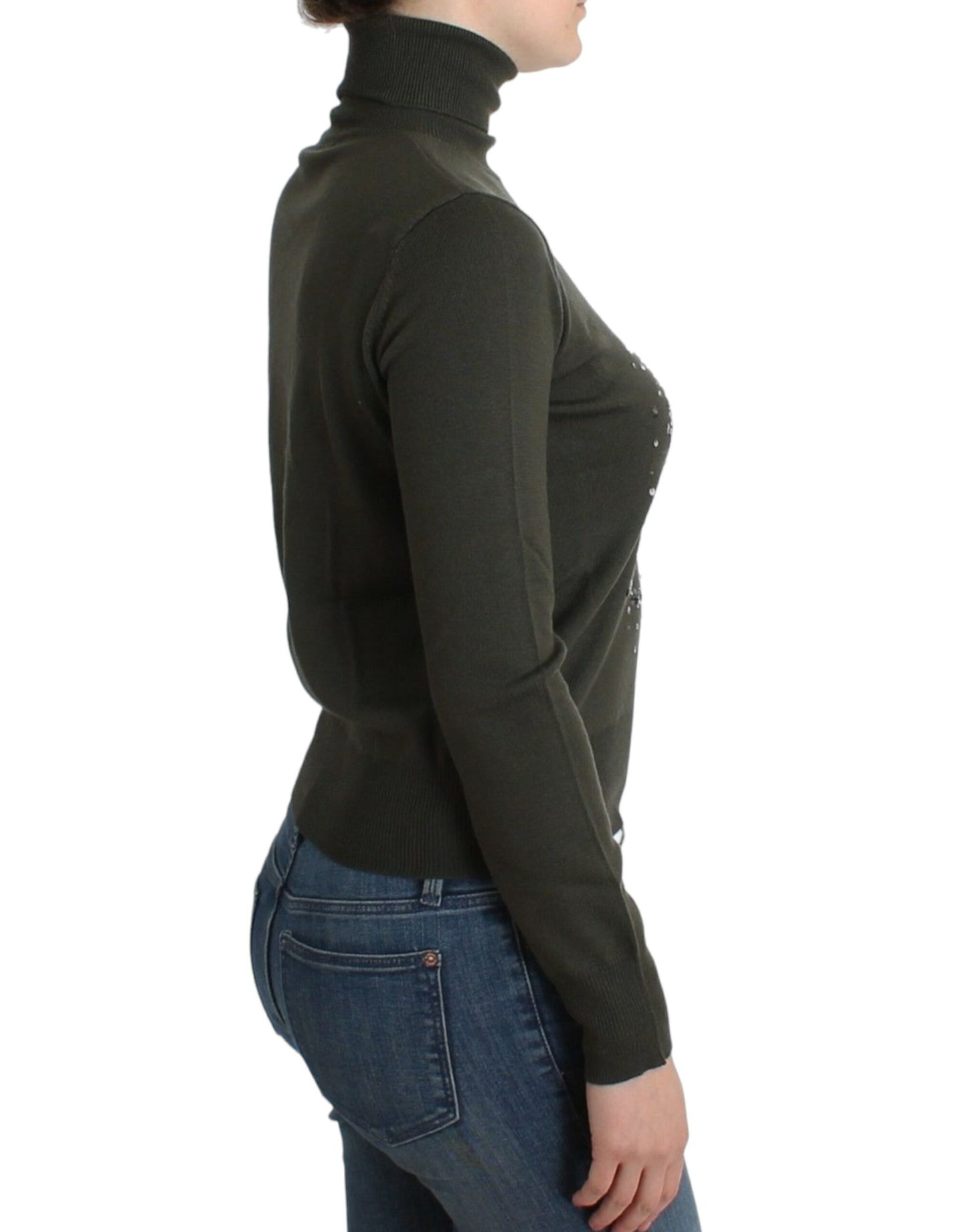 John Galliano Grüner Rollkragenpullover aus Wolle