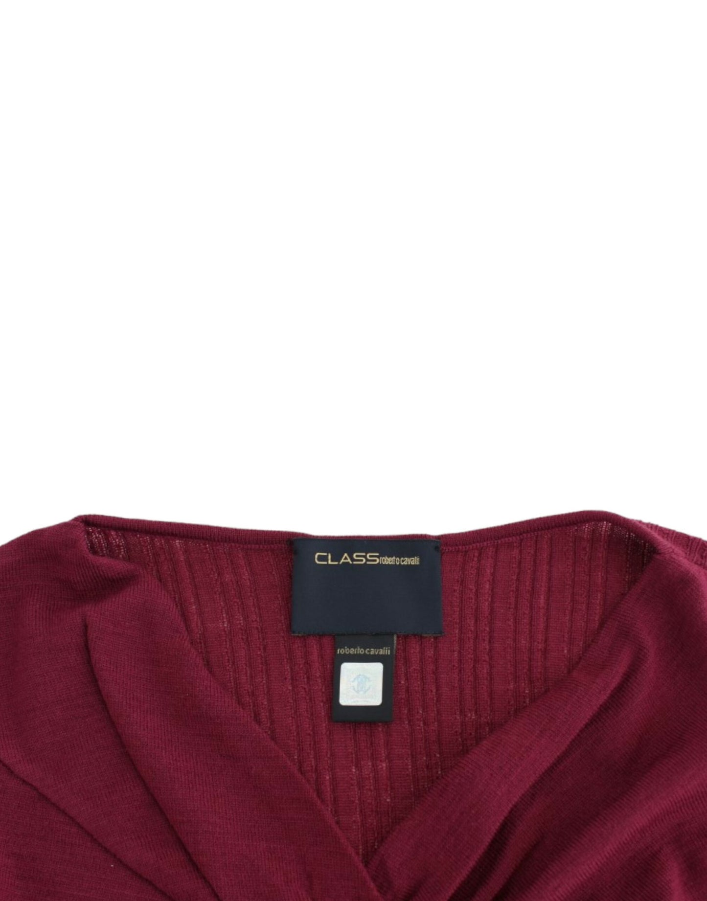 Lila Strickpullover aus Wolle mit Pferden