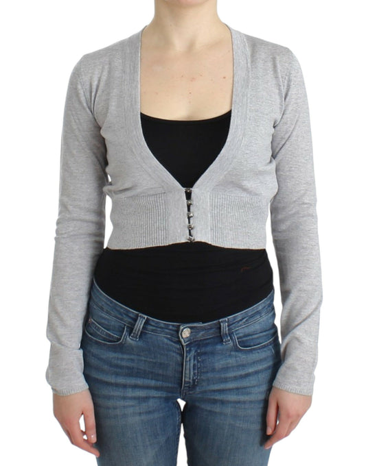 Cavalli Graue kurze Wollstrickjacke