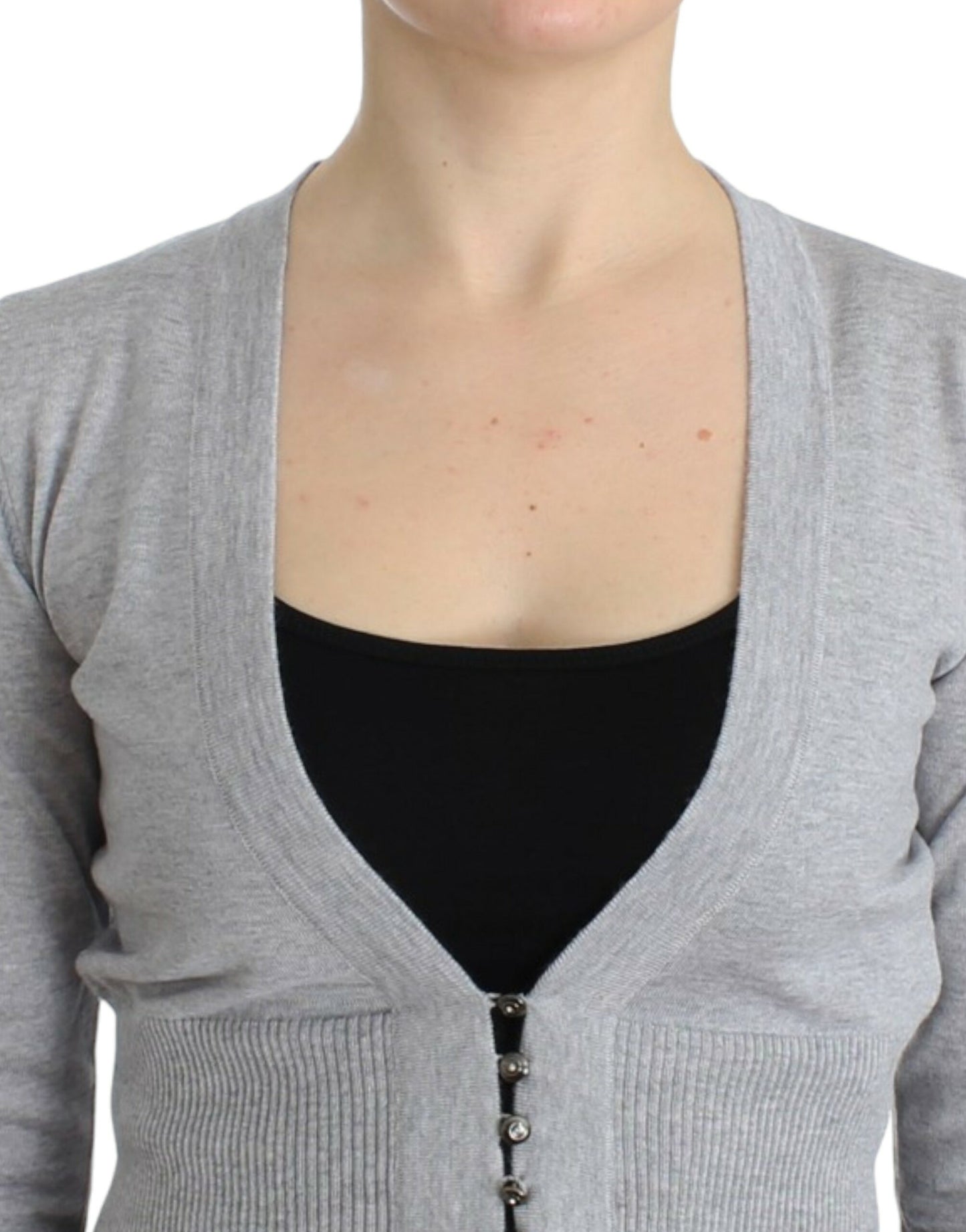 Cavalli Graue kurze Wollstrickjacke