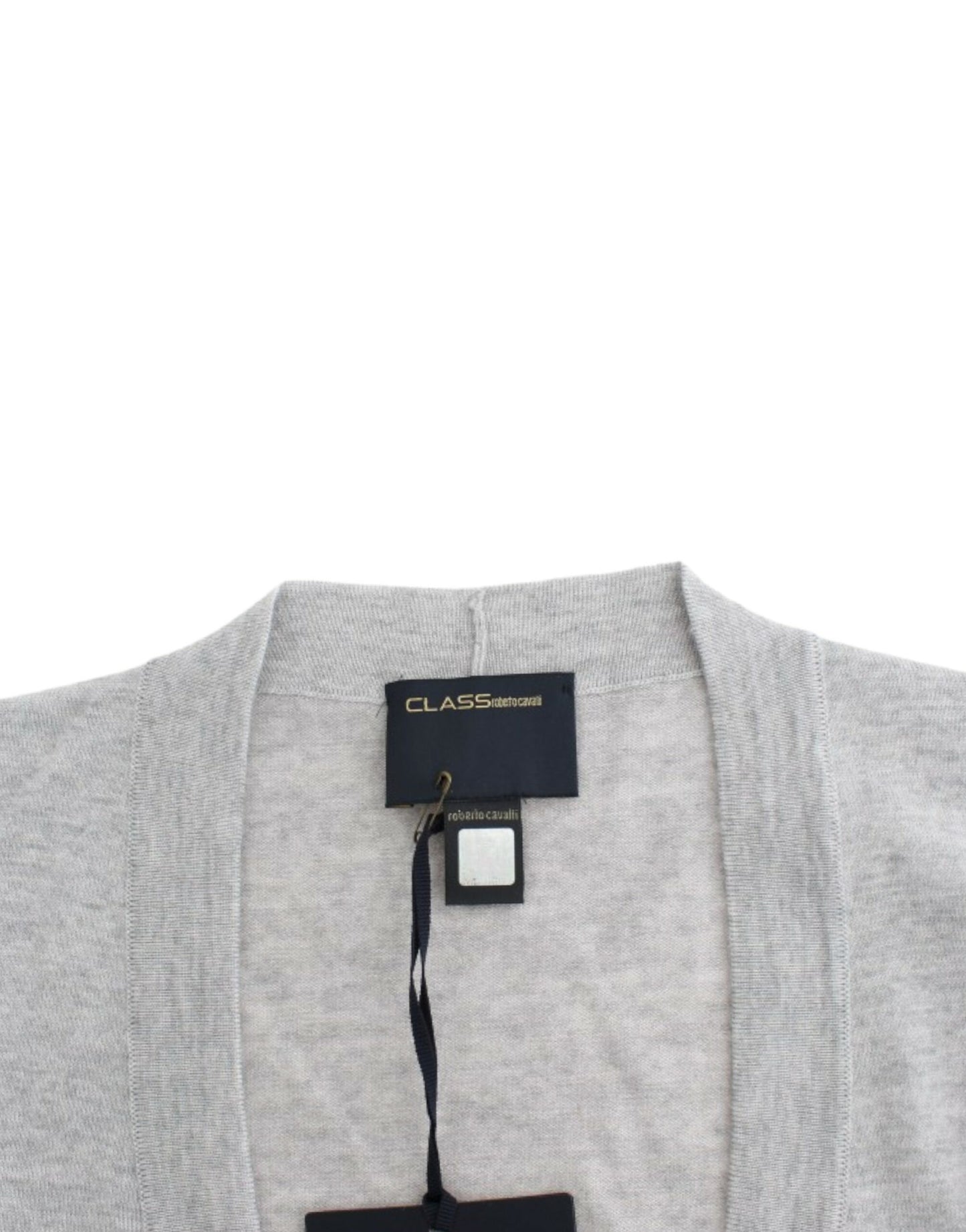 Cavalli Graue kurze Wollstrickjacke