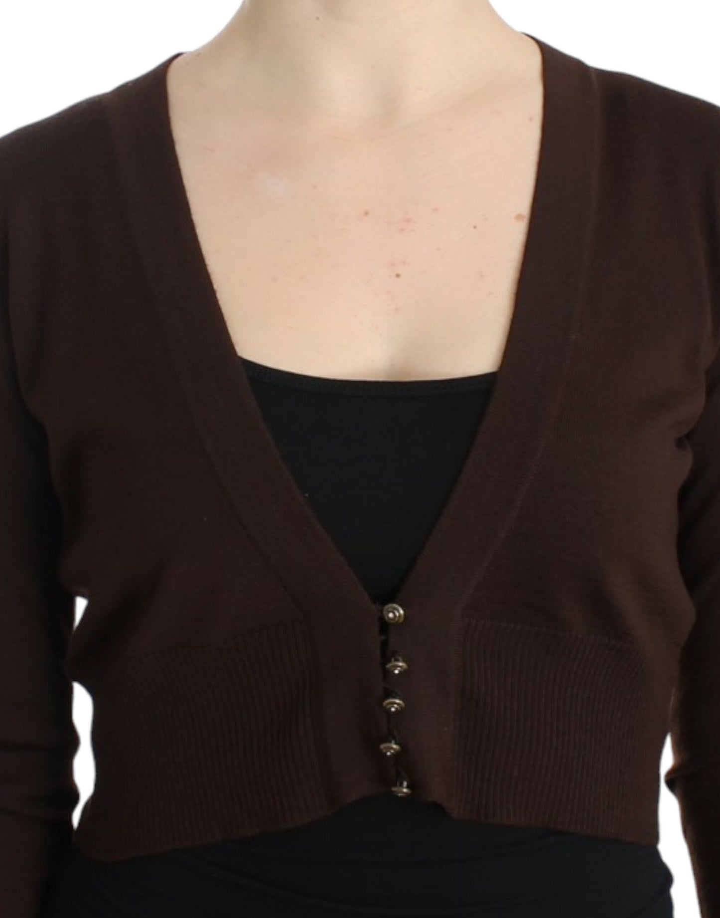 Cavalli Braune kurze Wollstrickjacke