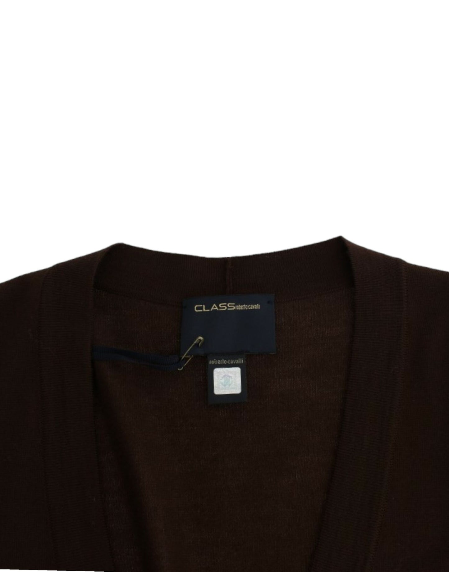 Cavalli Braune kurze Wollstrickjacke