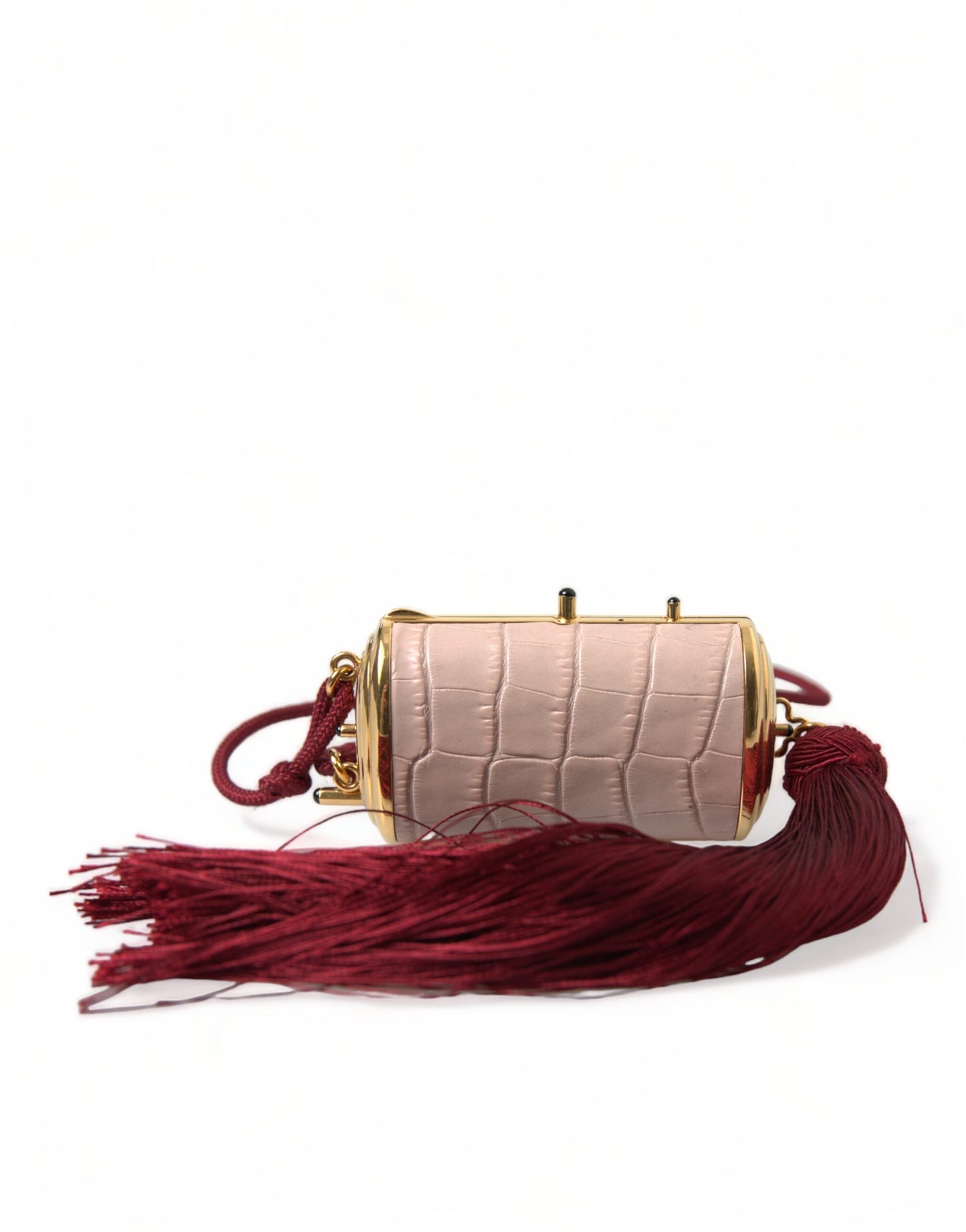 Dolce &amp; Gabbana – Mini-Kosmetiktasche aus exotischem Leder mit Spiegel und Quaste in Rosa