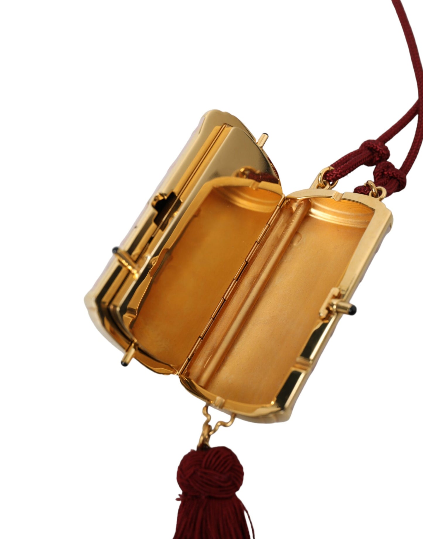 Dolce &amp; Gabbana – Mini-Kosmetiktasche aus exotischem Leder mit Spiegel und Quaste in Rosa