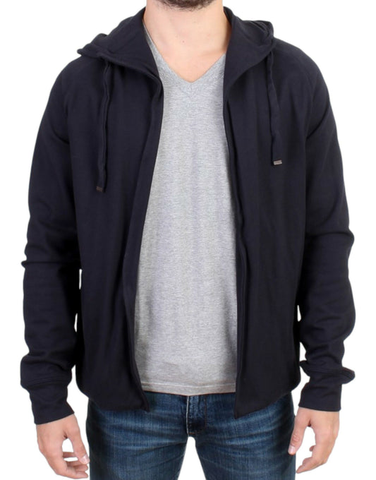 Costume National Blauer Baumwollpullover mit Kapuze