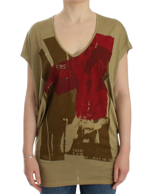 Costume National – Kurzärmliges T-Shirt mit grünem Aufdruck