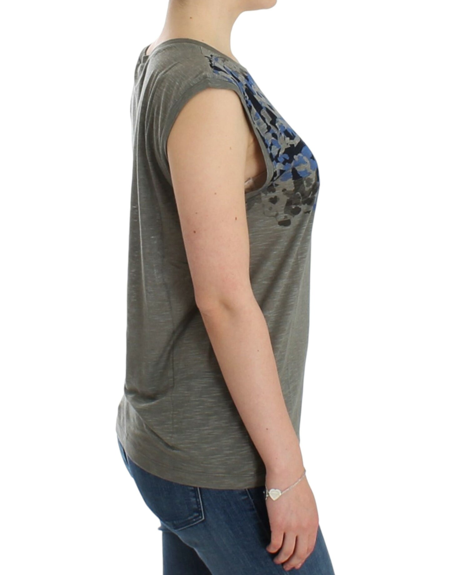Costume National – Ärmelloses T-Shirt mit grauem Aufdruck
