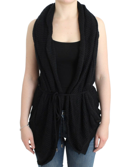 Costume National Schwarze ärmellose Strickjacke