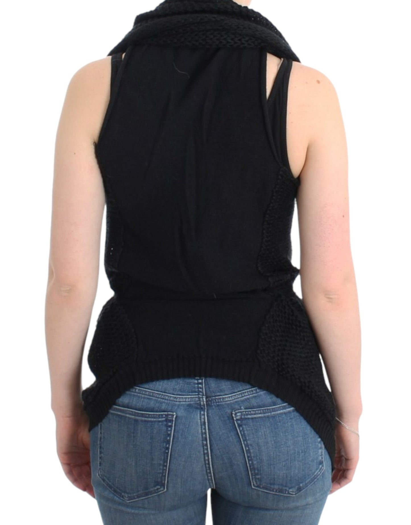 Costume National Schwarze ärmellose Strickjacke