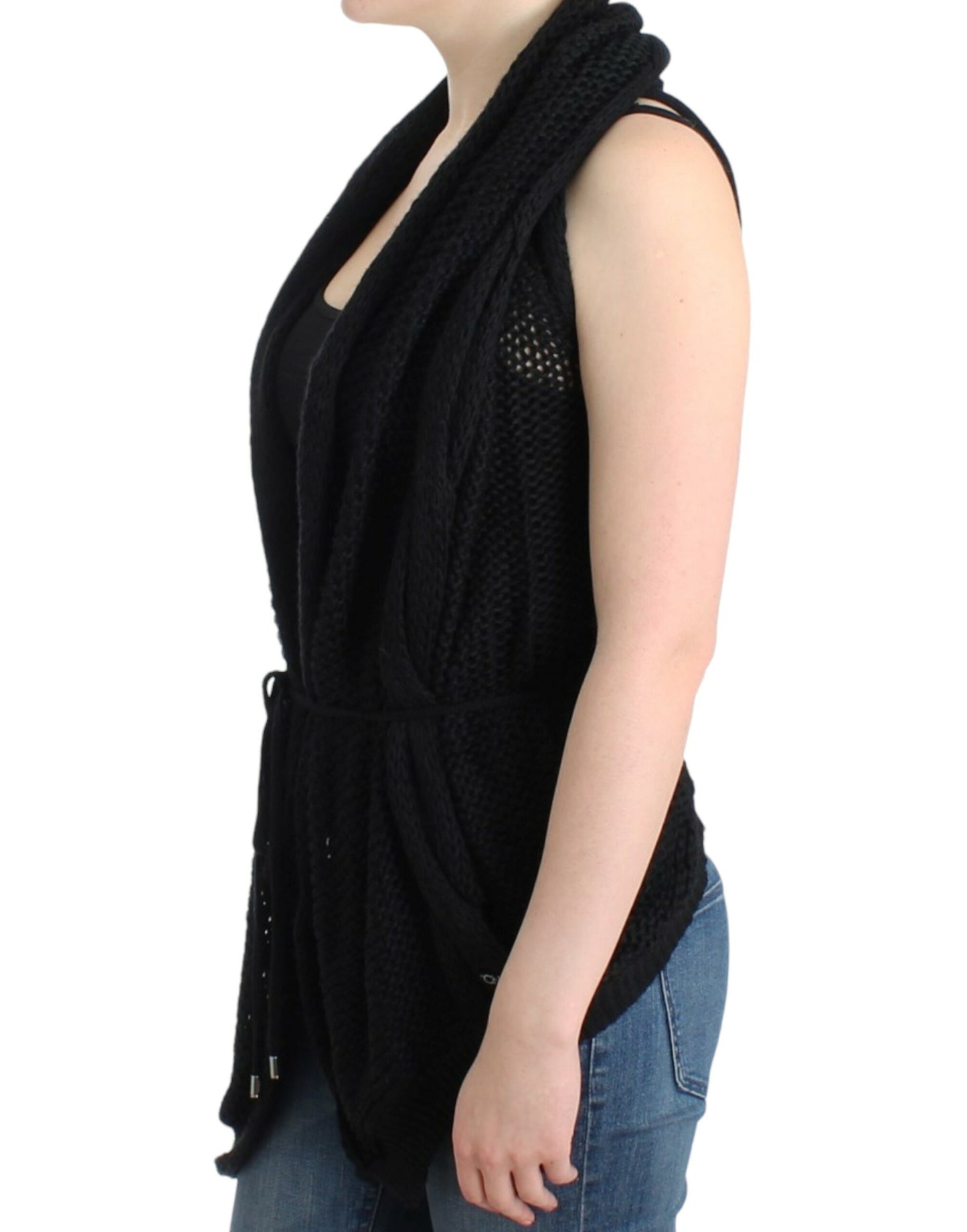 Costume National Schwarze ärmellose Strickjacke