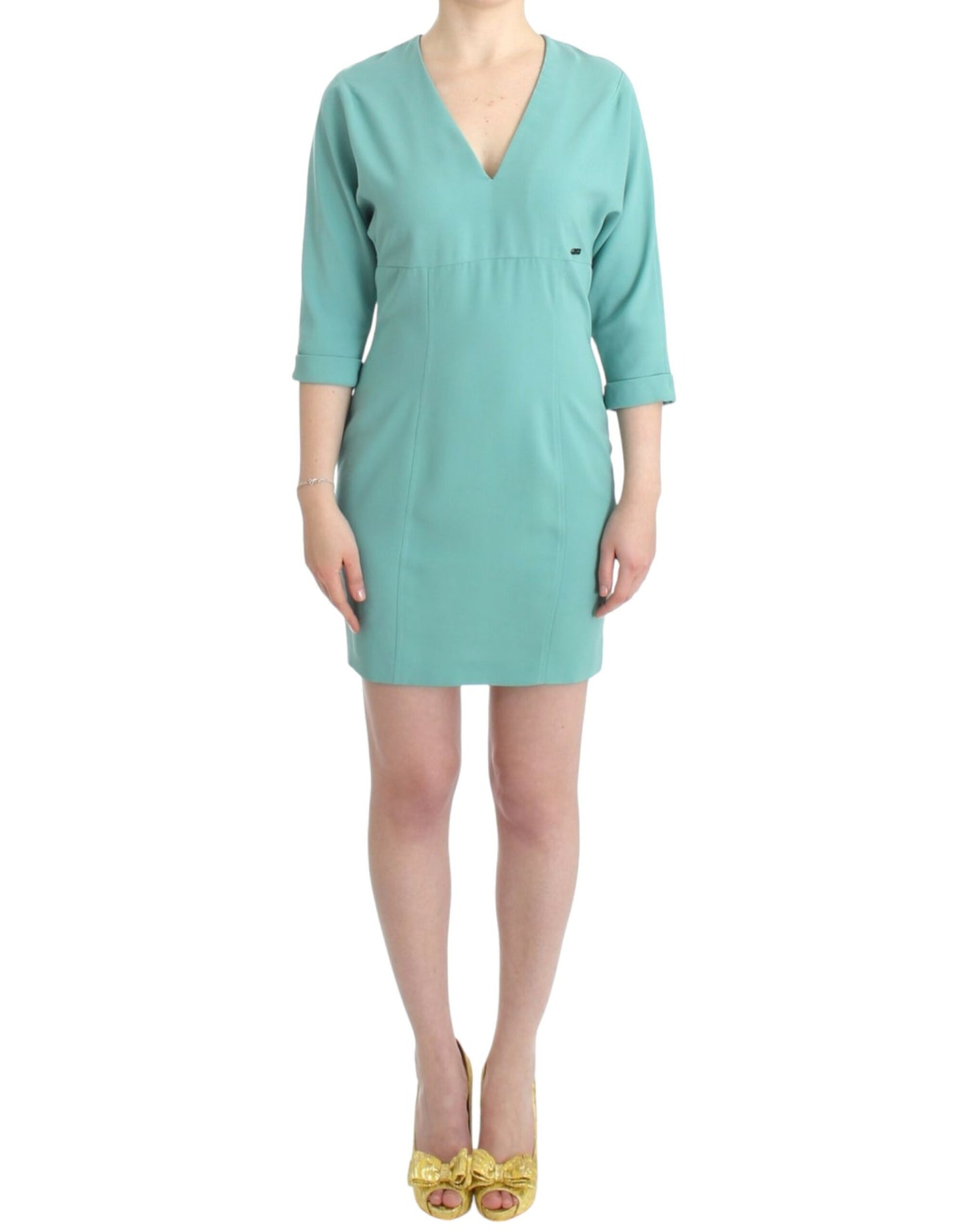 Costume National – Grünes Etuikleid mit 3/4-Ärmeln