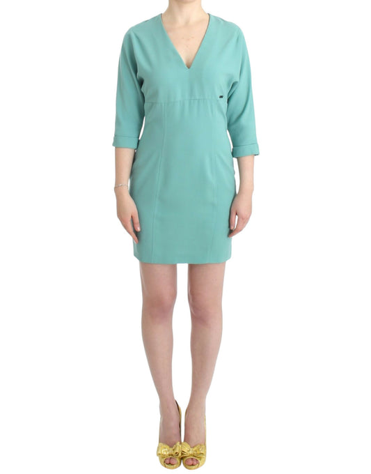 Costume National – Grünes Etuikleid mit 3/4-Ärmeln