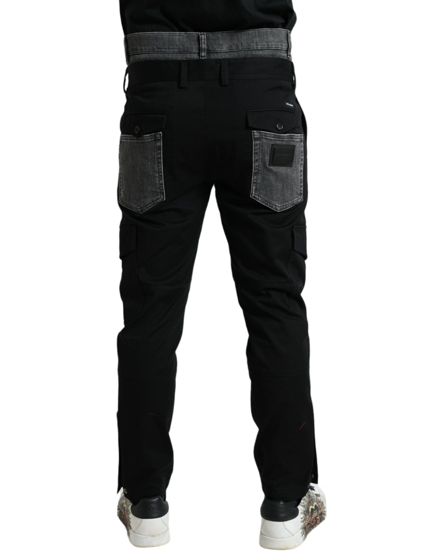 Dolce &amp; Gabbana – Schmale Jeanshose aus Baumwolldenim in Schwarz und Grau