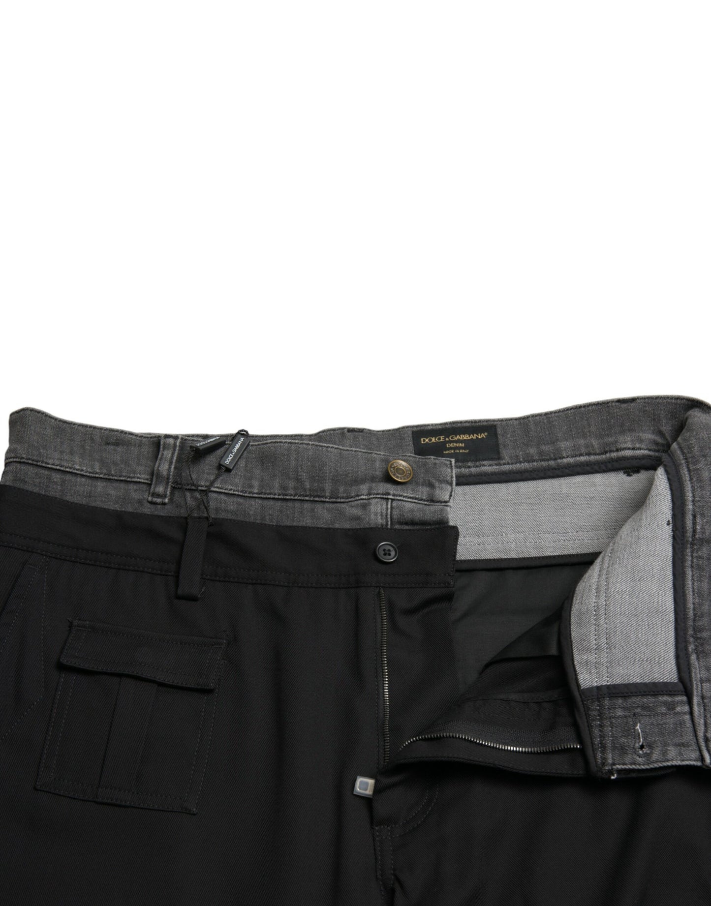 Dolce &amp; Gabbana – Schmale Jeanshose aus Baumwolldenim in Schwarz und Grau