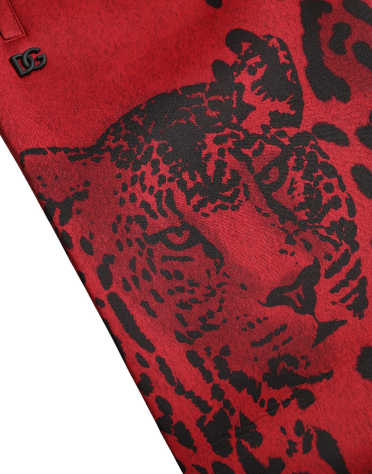 Dolce &amp; Gabbana – Stretch-Jogginghose mit Leopardenmuster in Rot und Schwarz