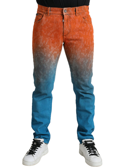 Dolce &amp; Gabbana – Schmal geschnittene Jeans aus Baumwolle mit Farbverlauf