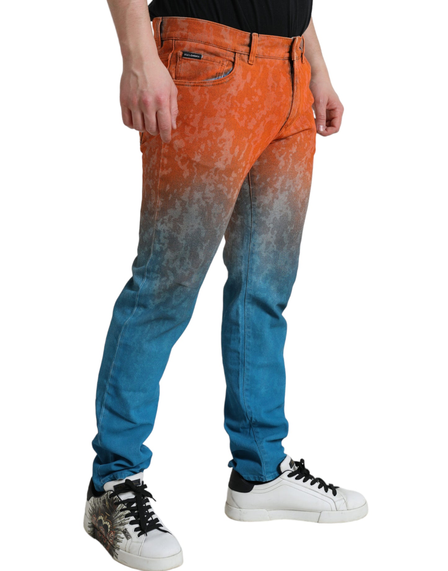 Dolce &amp; Gabbana – Schmal geschnittene Jeans aus Baumwolle mit Farbverlauf