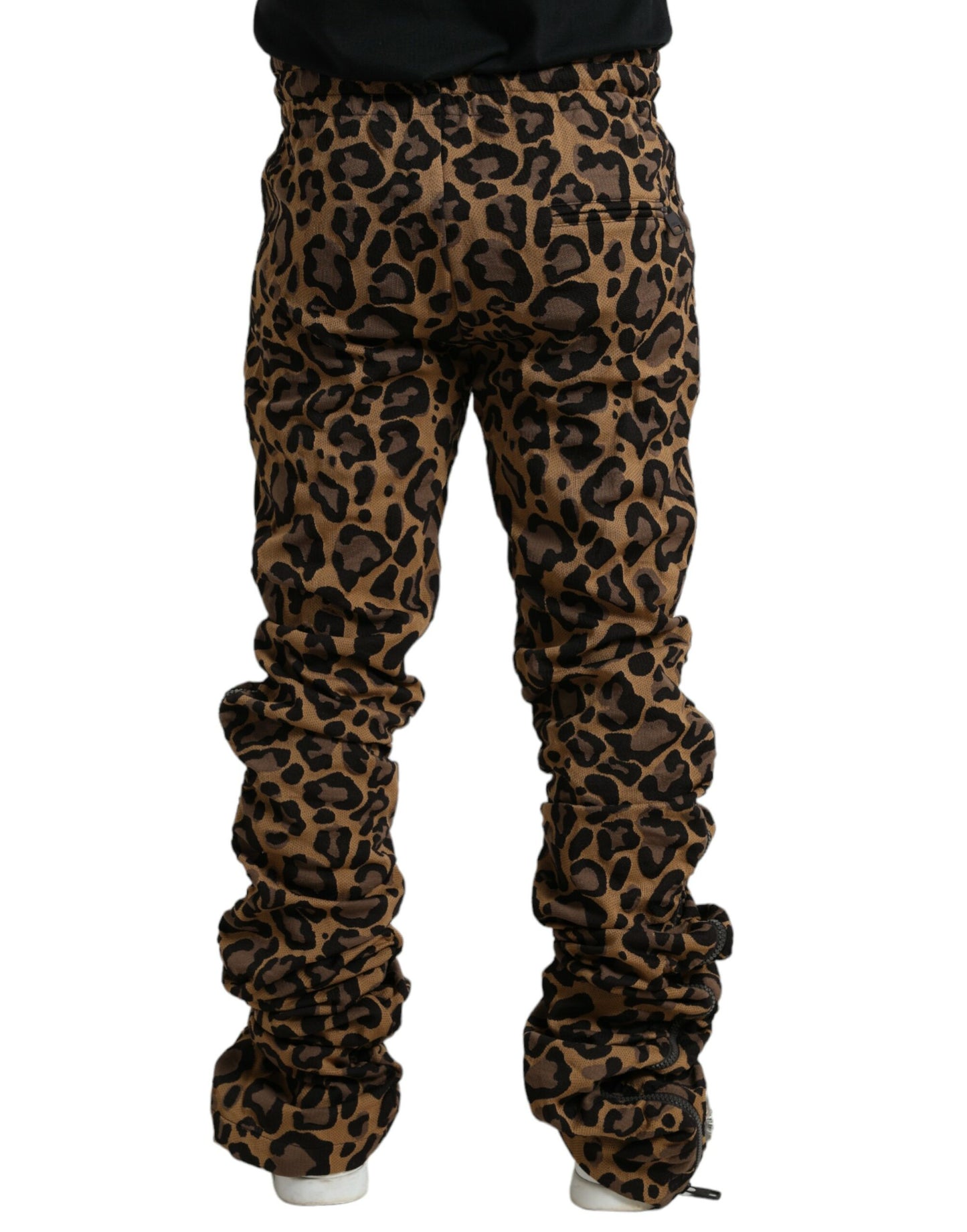 Dolce &amp; Gabbana – Braune Jogginghose aus Jacquard mit Leopardenmuster