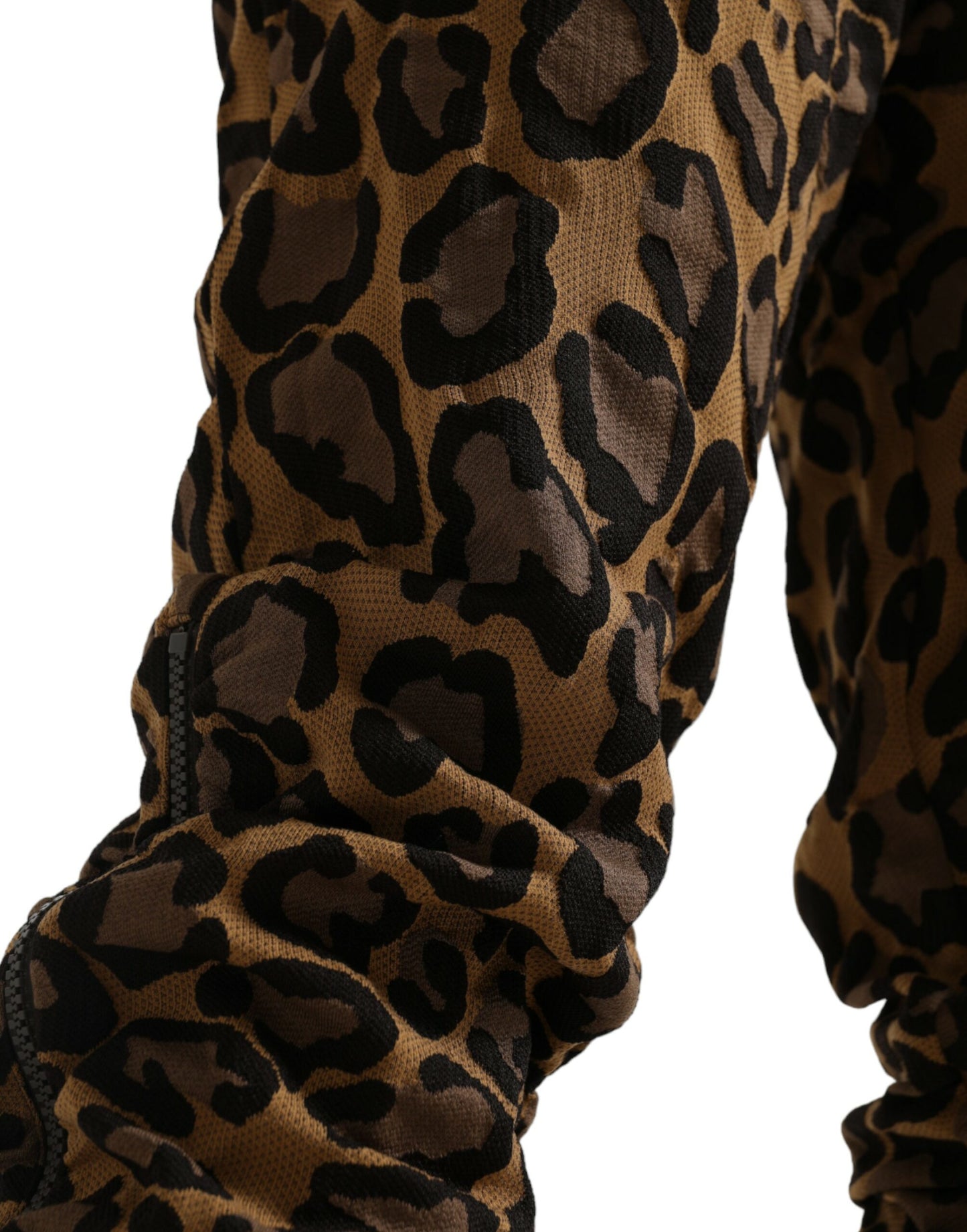 Dolce &amp; Gabbana – Braune Jogginghose aus Jacquard mit Leopardenmuster