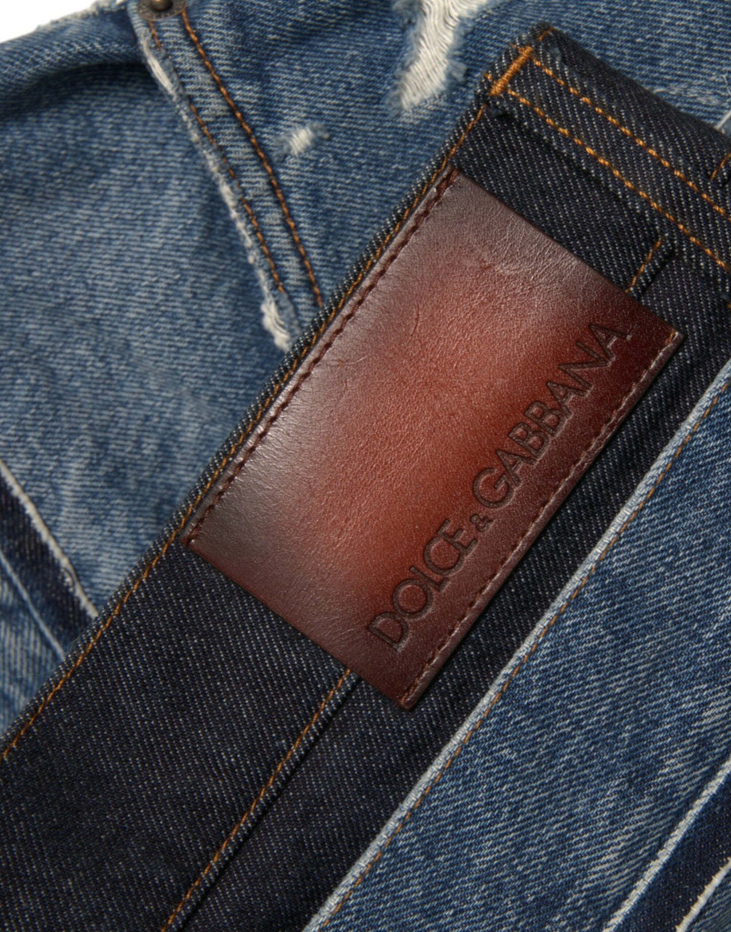 Dolce &amp; Gabbana Blaue zerfetzte Baumwolljeans für Herren