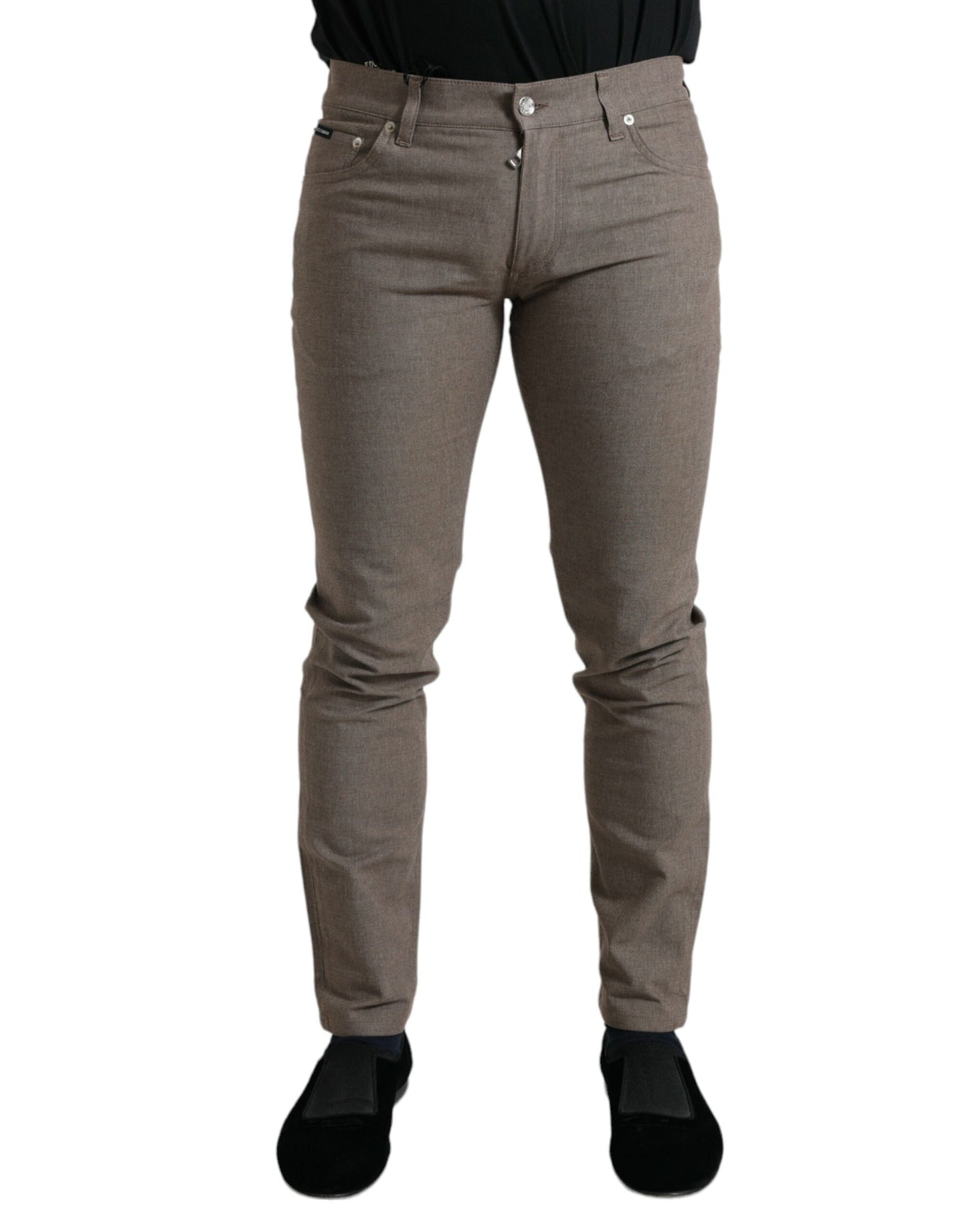 Dolce &amp; Gabbana – Enge Hose aus Baumwollstretch in Braun für Herren
