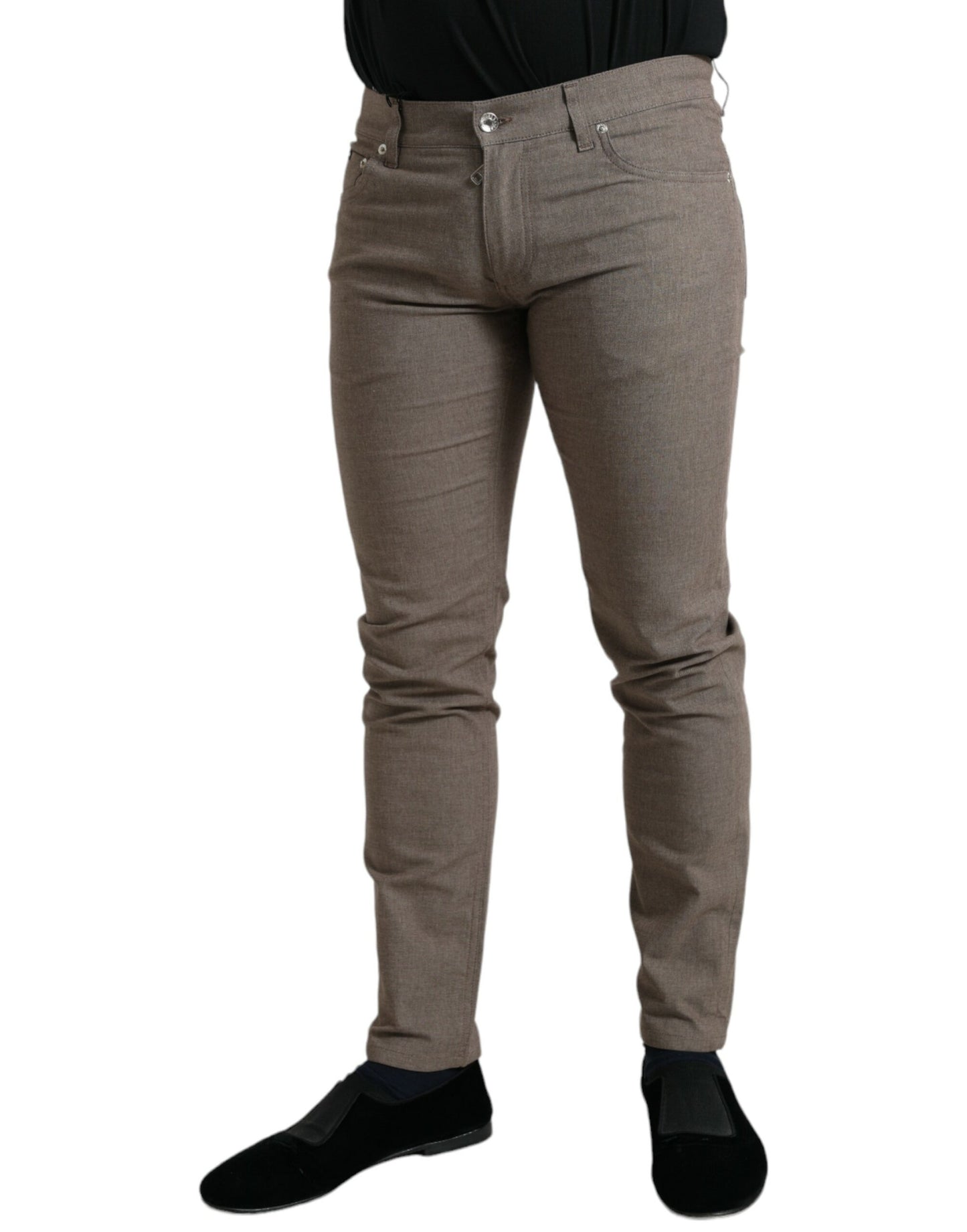 Dolce &amp; Gabbana – Enge Hose aus Baumwollstretch in Braun für Herren