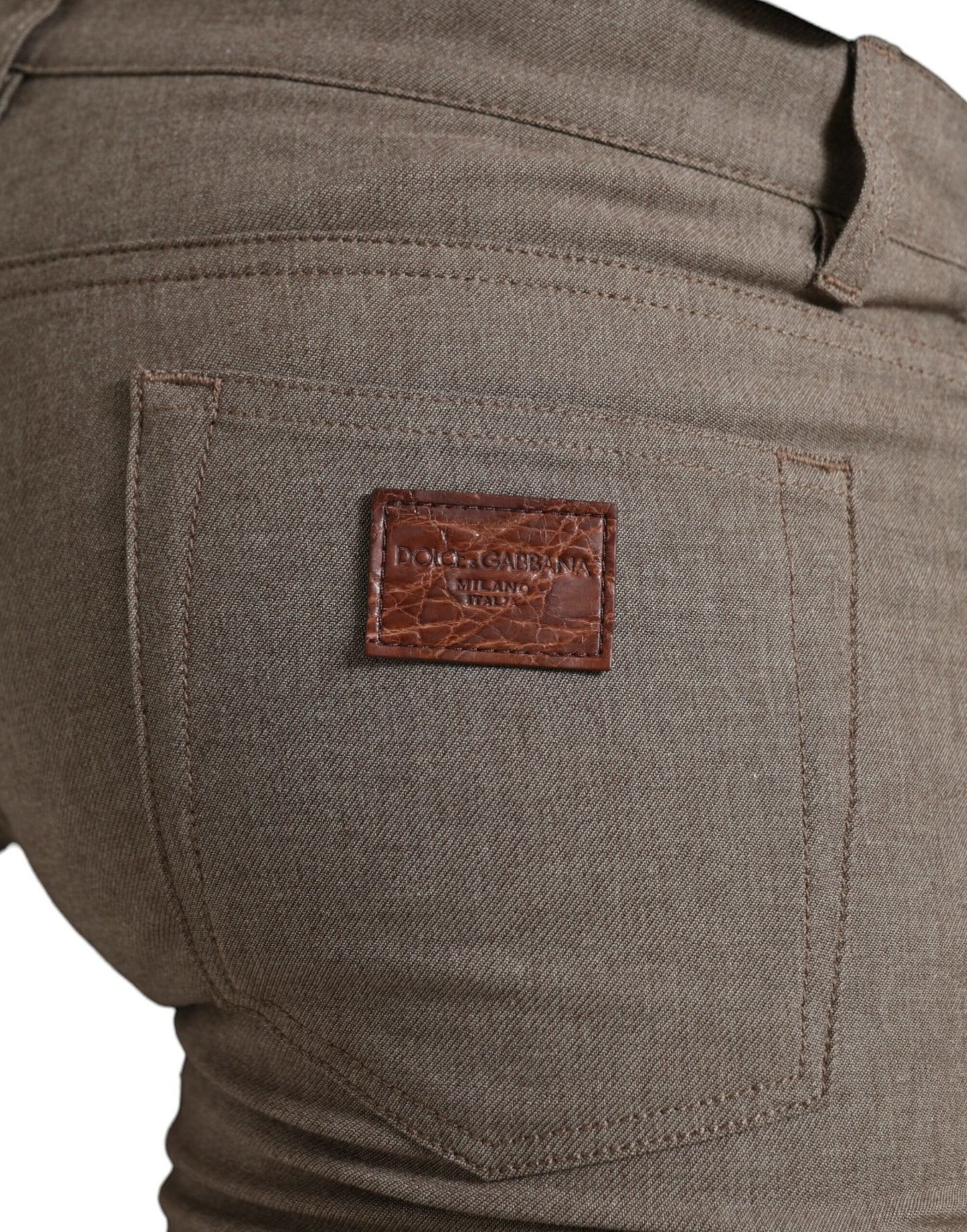 Dolce &amp; Gabbana – Enge Hose aus Baumwollstretch in Braun für Herren