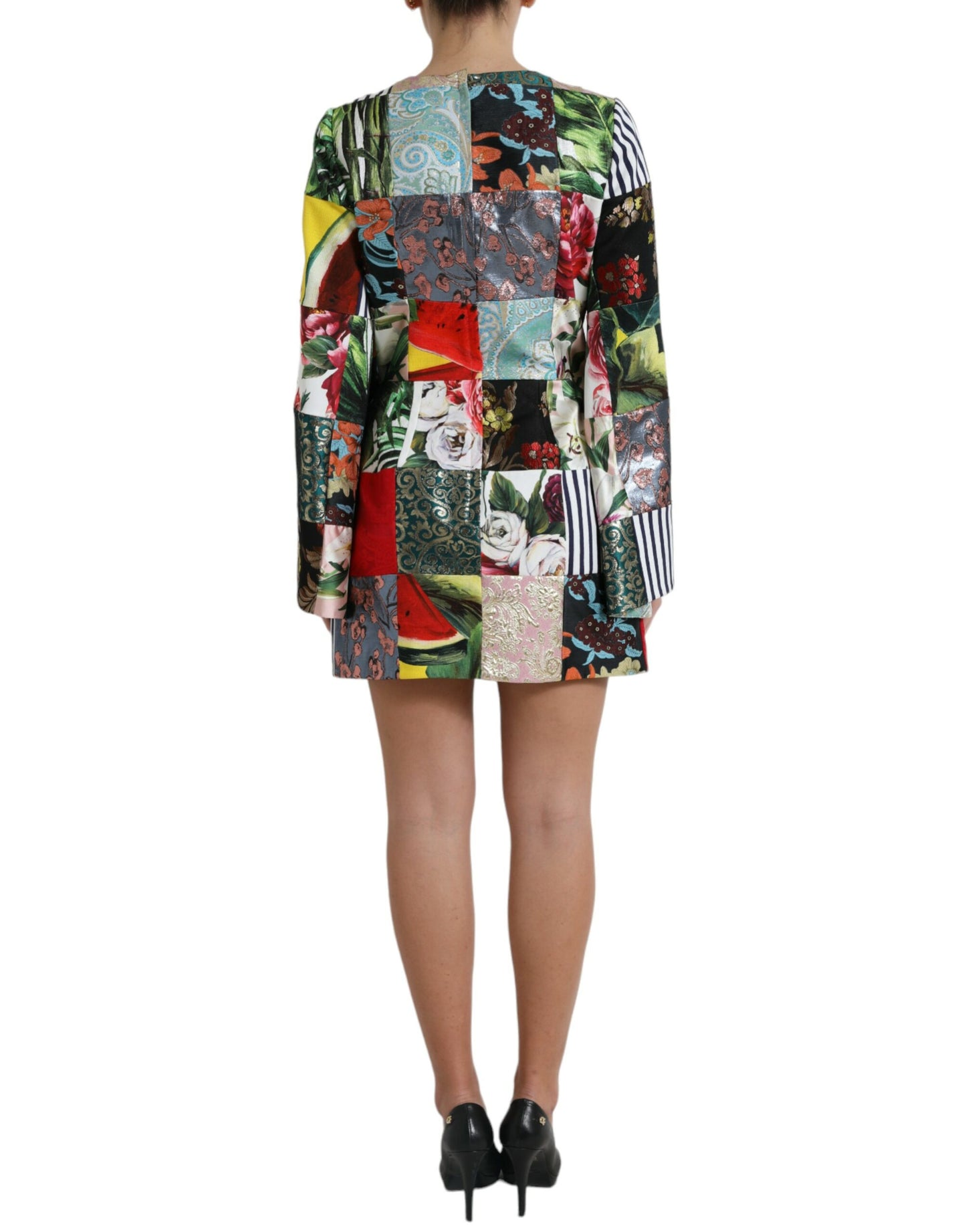 Dolce &amp; Gabbana – Mehrfarbiges Mini-Etuikleid mit Blumen-Patchwork