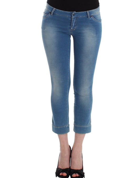 Ermanno Scervino Beachwear Blue Jeans Caprihose verkürzt