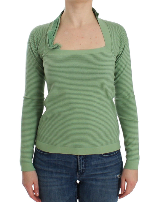 Ermanno Scervino – Grüner, gestreifter Langarmpullover aus Wollmischung