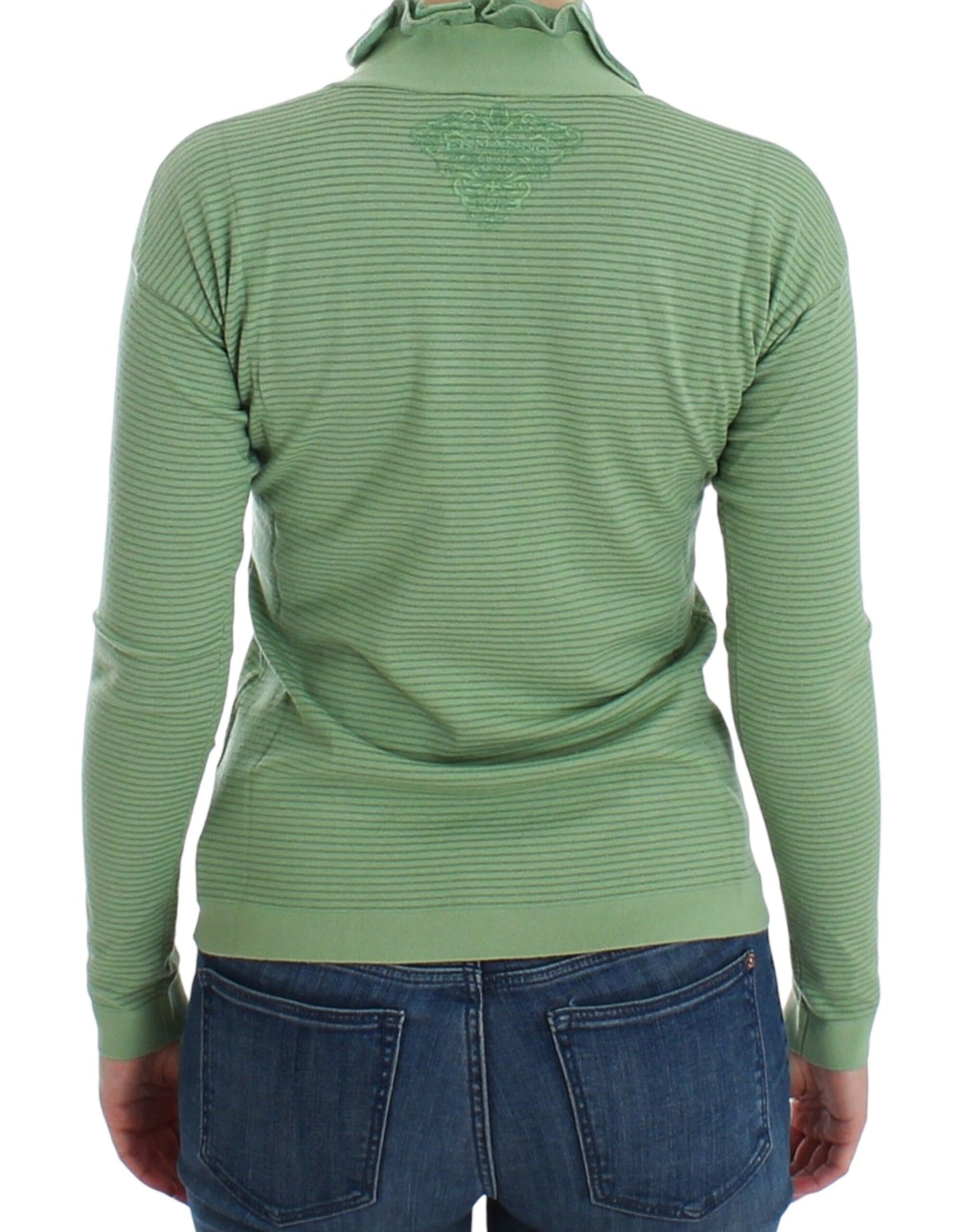 Ermanno Scervino – Grüner, gestreifter Langarmpullover aus Wollmischung
