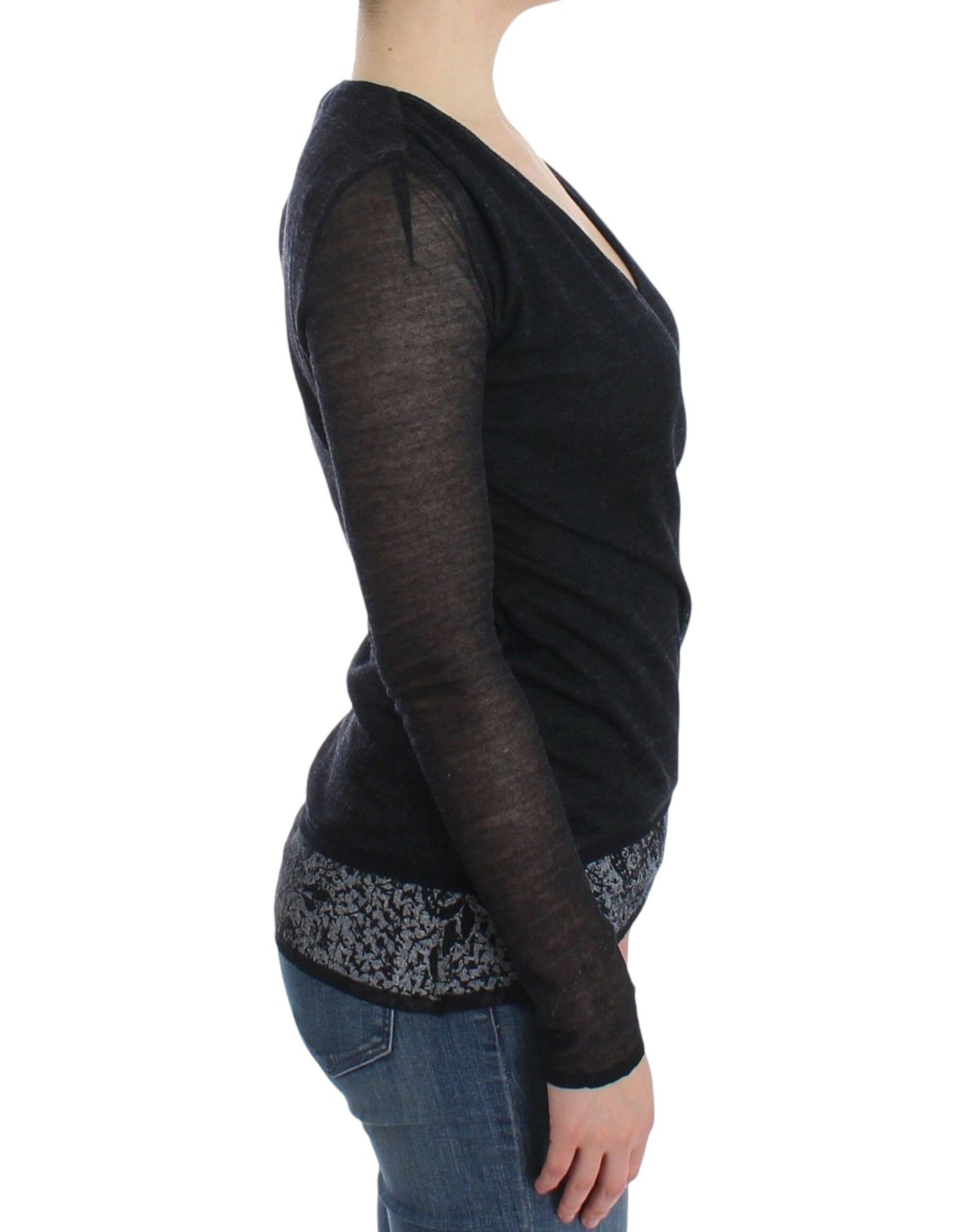 Ermanno Scervino – Langärmliger Stretch-Pullover aus schwarzer Wollmischung