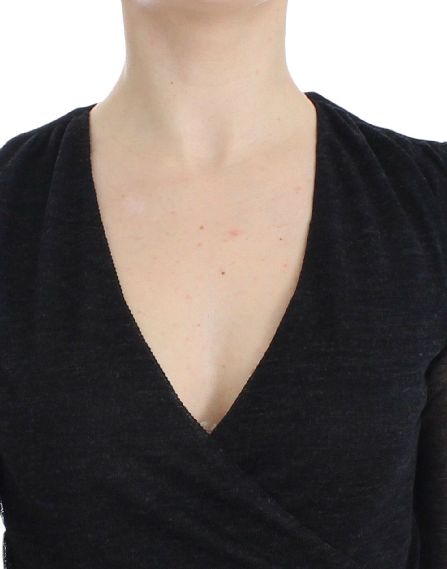 Ermanno Scervino – Langärmliger Stretch-Pullover aus schwarzer Wollmischung