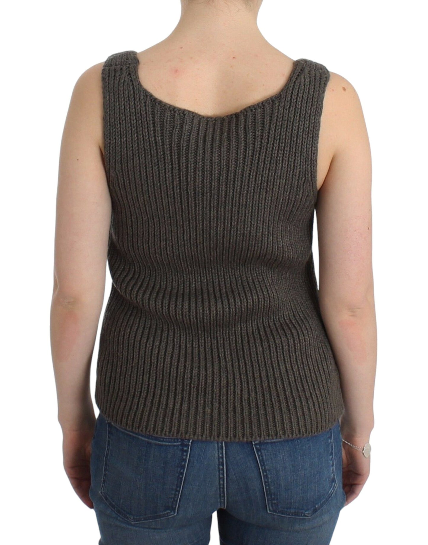 Ermanno Scervino Graues Stricktop Strickpullover Merinowolle